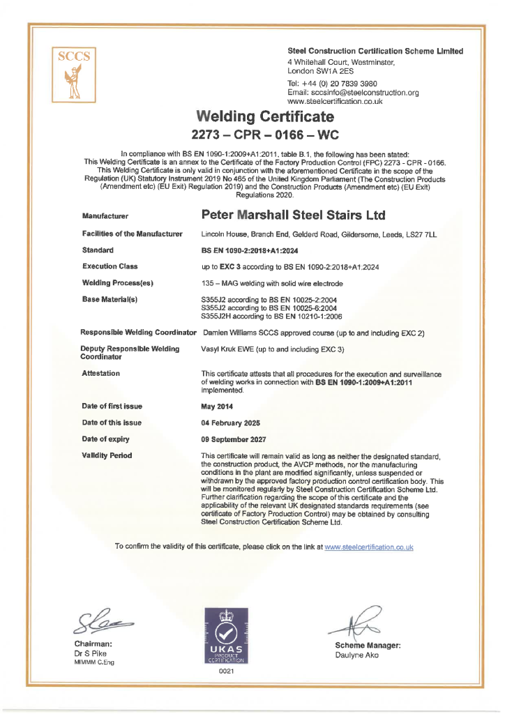 BS EN ISO 1090-2 – Welding certificate