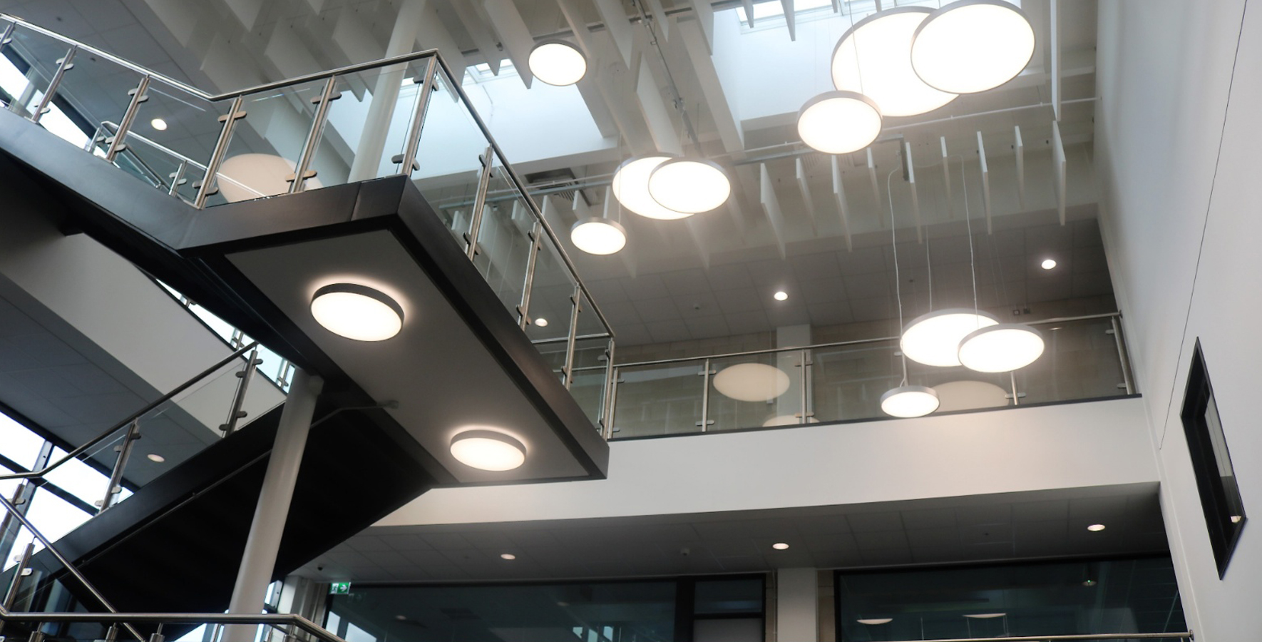 Kettering Academy - cantilevered steel staircase feature
