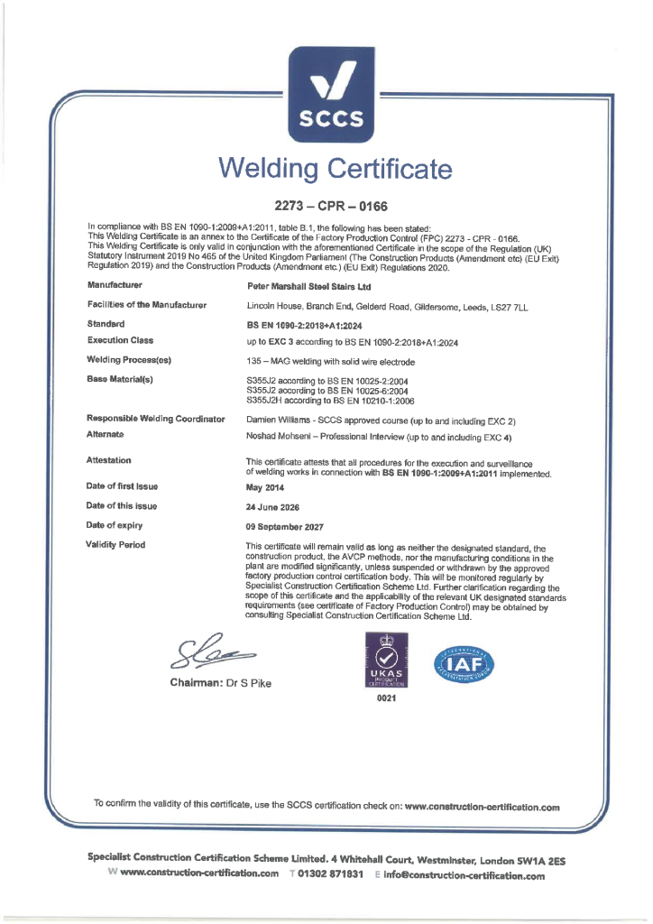 BS EN ISO 1090-2 – Welding certificate